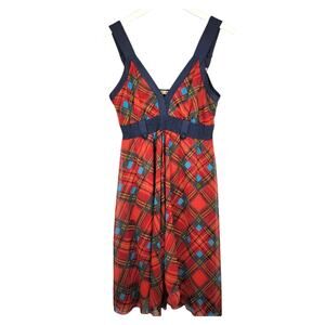4/$20 XXZ Plaid Fit and Flare Chiffon Strappy Metal Detail Dress - Size S